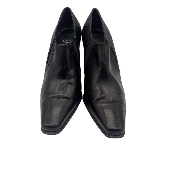 Stuart Weitzman Ankle Heeled Boots Pointed Toe Black Leather Sz 8W 73517 - Picture 12 of 15